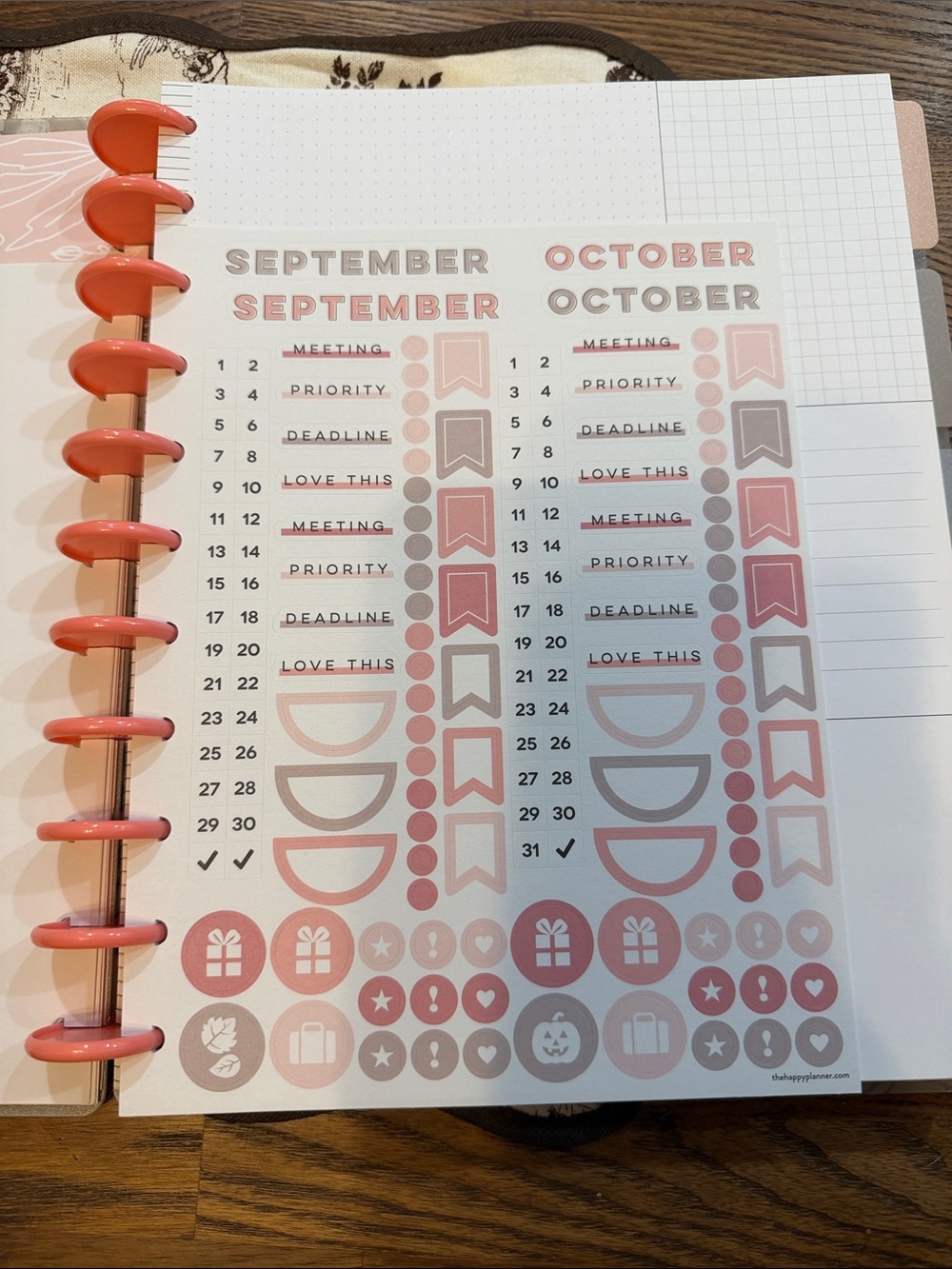 The Happy Planner Blush Pink & Gold Floral Monthly Planner - Picture 8 of 16
